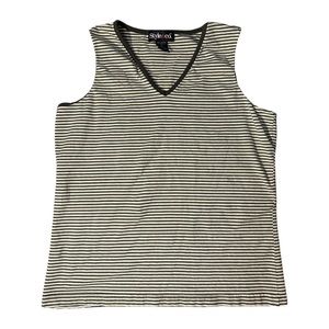 Style and co green striped tank top size M